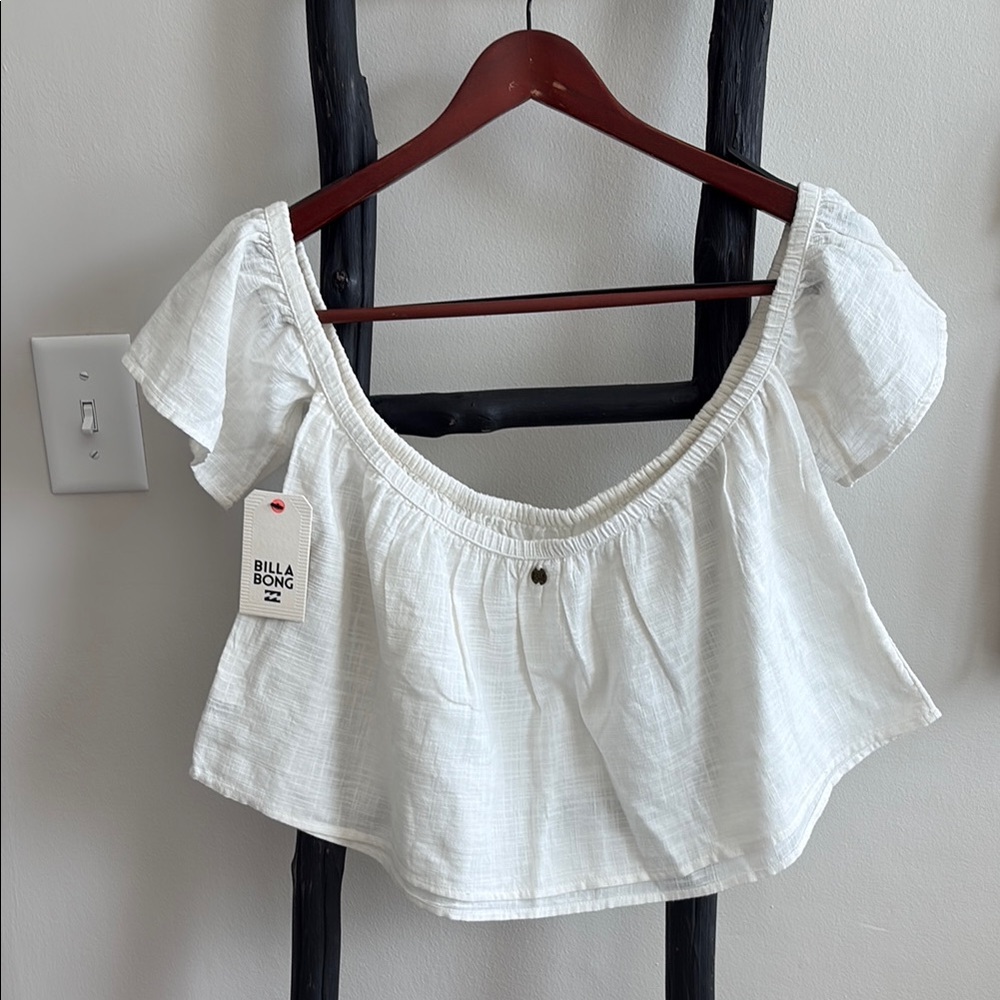 Billabong White Off-Shoulder Crop Top